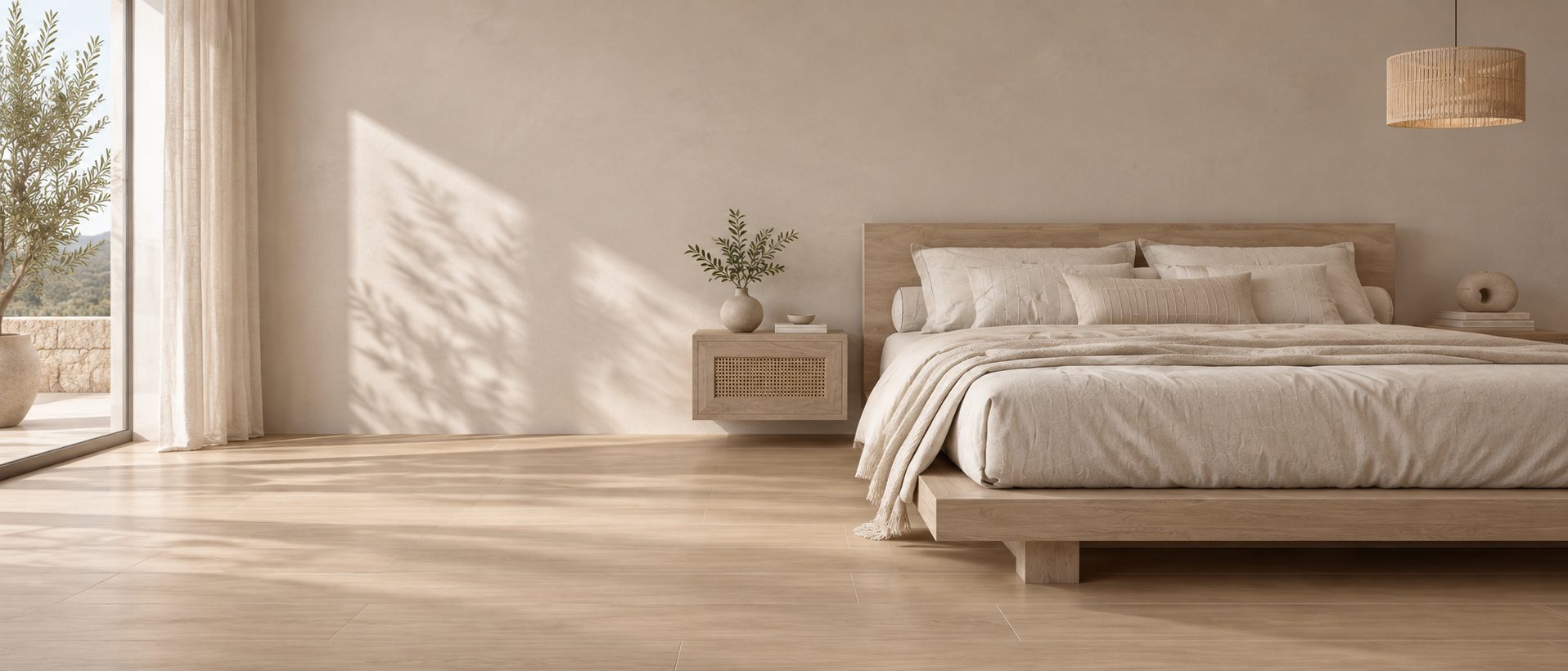 Dormitorio con cerámica adde efecto madera